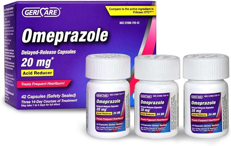 GeriCare Omeprazole Delayed Release Capsules 20.6mg - Acid Reducer Pills for 24 Hour Heartburn Relief - Acid Reflux Medicine to Treat Frequent Heartburn (42 Count) - Image 1