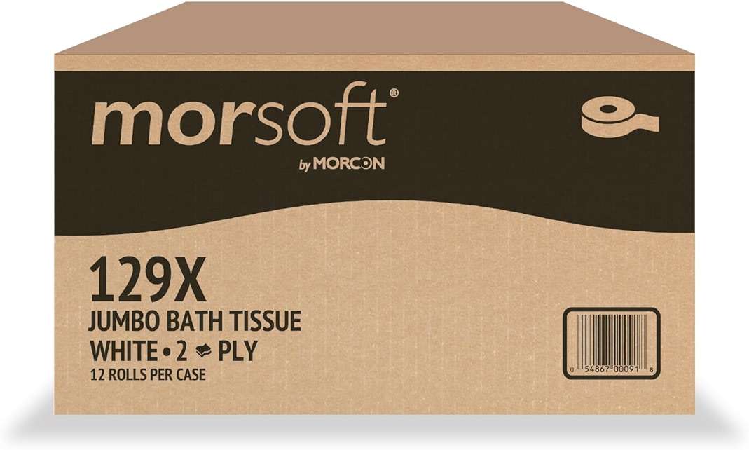 Morsoft by Morcon Jumbo Toilet Paper Rolls, 12 Rolls/Carton, 2-Ply, 100% Recycled Fibers, Soft and Absorbent, Fits in Jumbo Tissue Dispensers, Commercial Toilet Paper - Image 2
