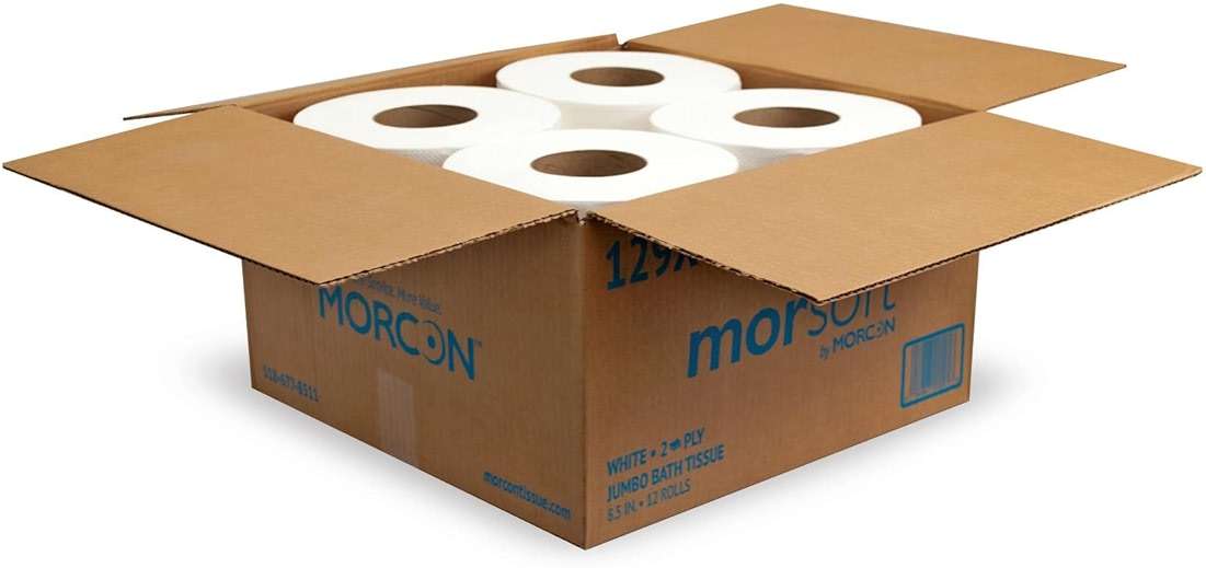 Morsoft by Morcon Jumbo Toilet Paper Rolls, 12 Rolls/Carton, 2-Ply, 100% Recycled Fibers, Soft and Absorbent, Fits in Jumbo Tissue Dispensers, Commercial Toilet Paper - Image 3