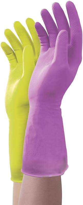 Mr. Clean Duet Reusable Latex Cleaning Gloves with Non-Slip Grip, 2 Pair, Small - Image 1