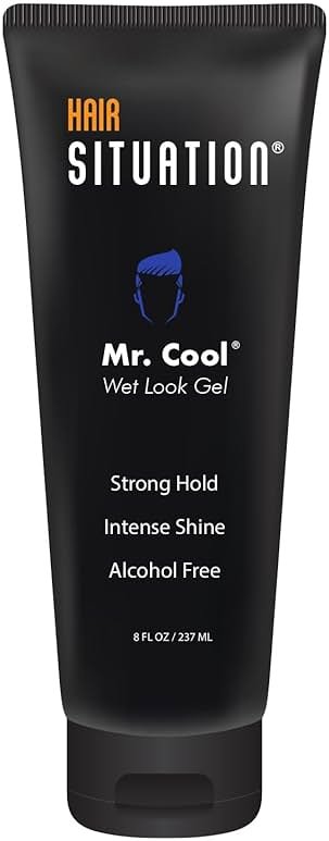 Hair Situation Mr. Cool Wet Look Strong Hold Hair Styling Hair Gel, High Shine, Anti-Humidity Shield, Anti-Frizz Fly Away, Alcohol-Free, No Flake Formula Made with Vitamins to Strengthen Hair, 8 Fl Oz - Product Image