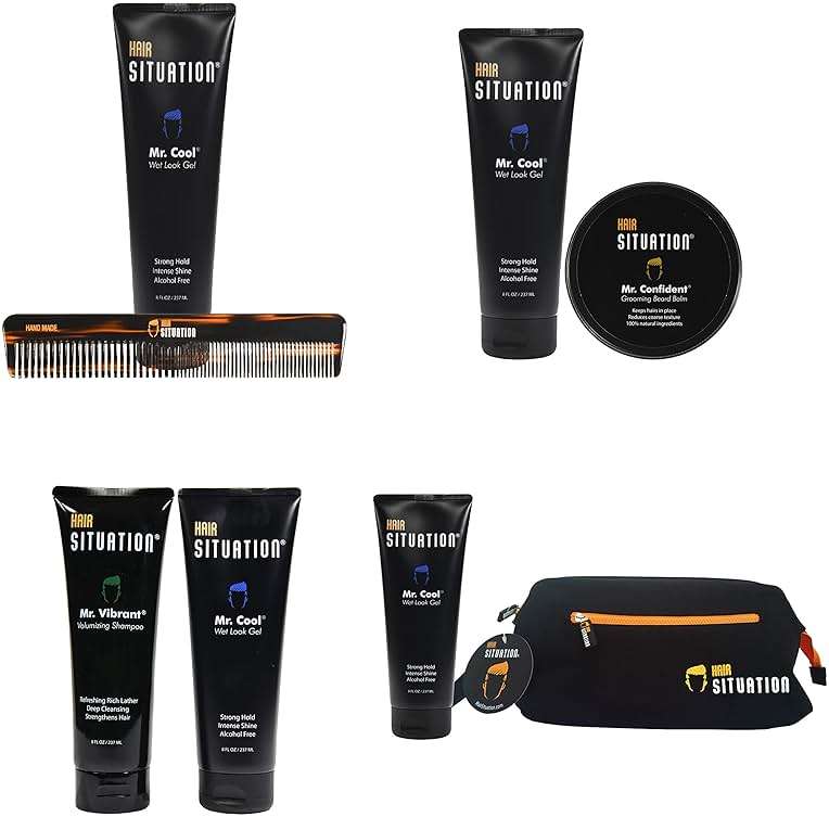 Hair Situation Mr. Cool Wet Look Strong Hold Hair Styling Hair Gel, High Shine, Anti-Humidity Shield, Anti-Frizz Fly Away, Alcohol-Free, No Flake Formula Made with Vitamins to Strengthen Hair, 8 Fl Oz - Image 7