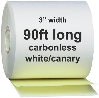 3 x 90' 2-Ply White/Canary Carbonless Kitchen Paper 50 Rolls - Product Image