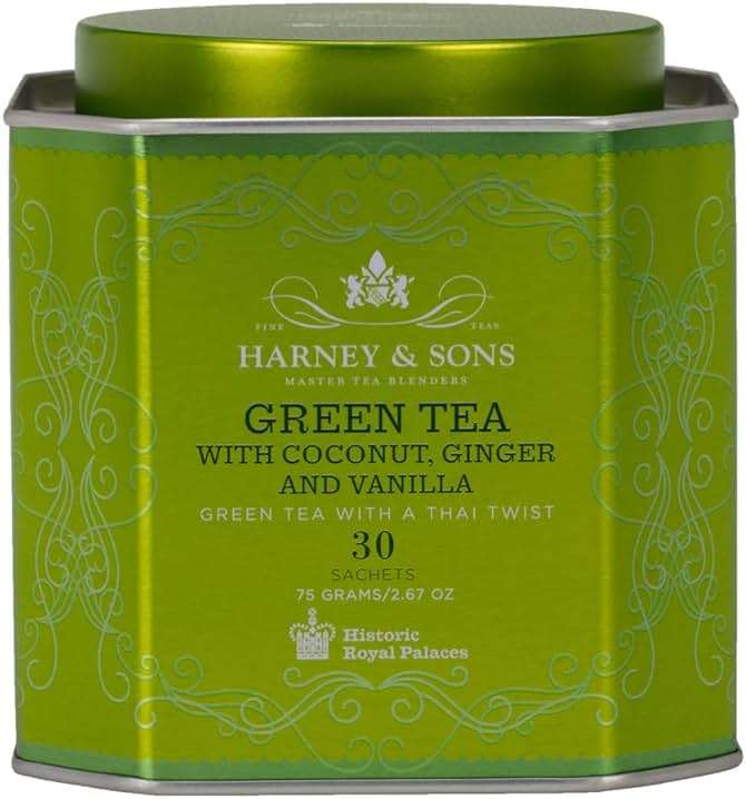 Harney & Sons Historic Royal Palaces Green Tea with Coconut 30 Sachets - Image 1