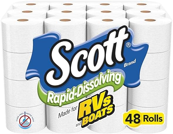 Scott Rapid-Dissolving Toilet Paper, Bath Tissue for RV & Boats , 4ct packs X 12= 48 rolls - Product Image