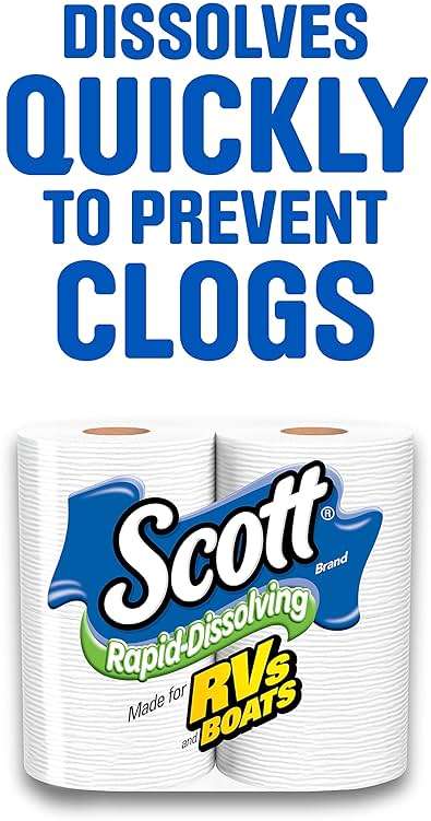 Scott Rapid-Dissolving Toilet Paper, Bath Tissue for RV & Boats , 4ct packs X 12= 48 rolls - Image 4