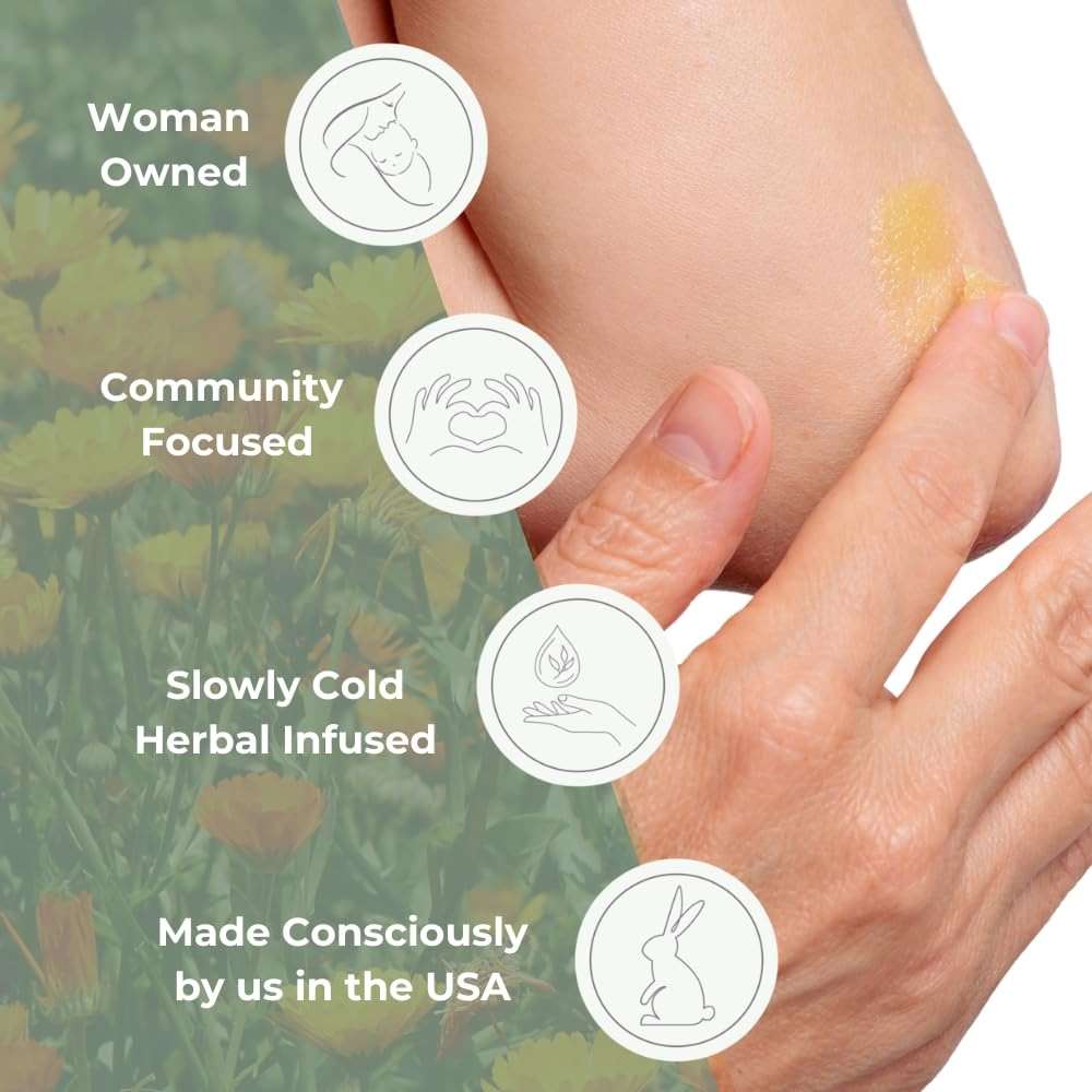Ora's Amazing Herbal All Purpose Salve, Natural Healing Ointment, Tea Tree Oil Skin Balm, Comfrey Calendula Thyme Plantain, Hand Salve, Rash Cream, Dry Skin Repair, Itch Relief, 1 oz Glass Jar - Image 3