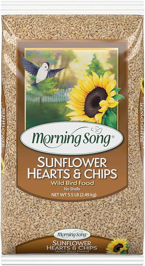 Morning Song Sunflower Hearts & Chips Wild Bird Food, No Mess Sunflower Seeds for Birds, 5.5-Pound Bag - Image 1