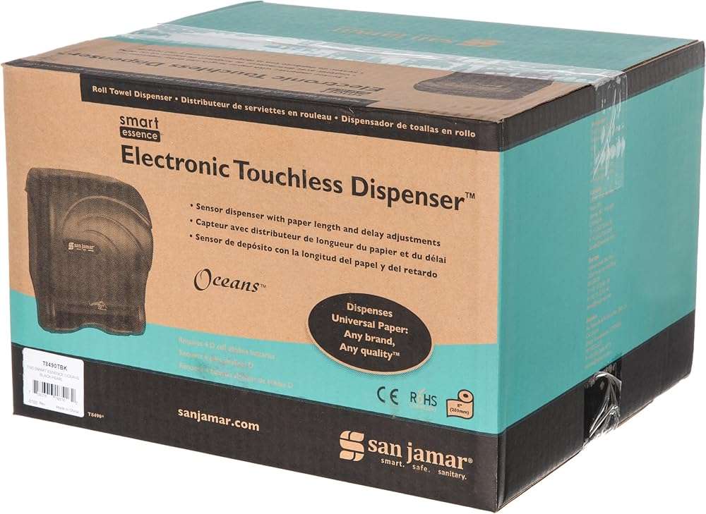 San Jamar Ocean Smart Essence Paper Towel Dispenser, Automatic for Bathroom and Kitchen, 14.44" x 11.75" x 9.13", 1 Count, Black Pearl - Image 7