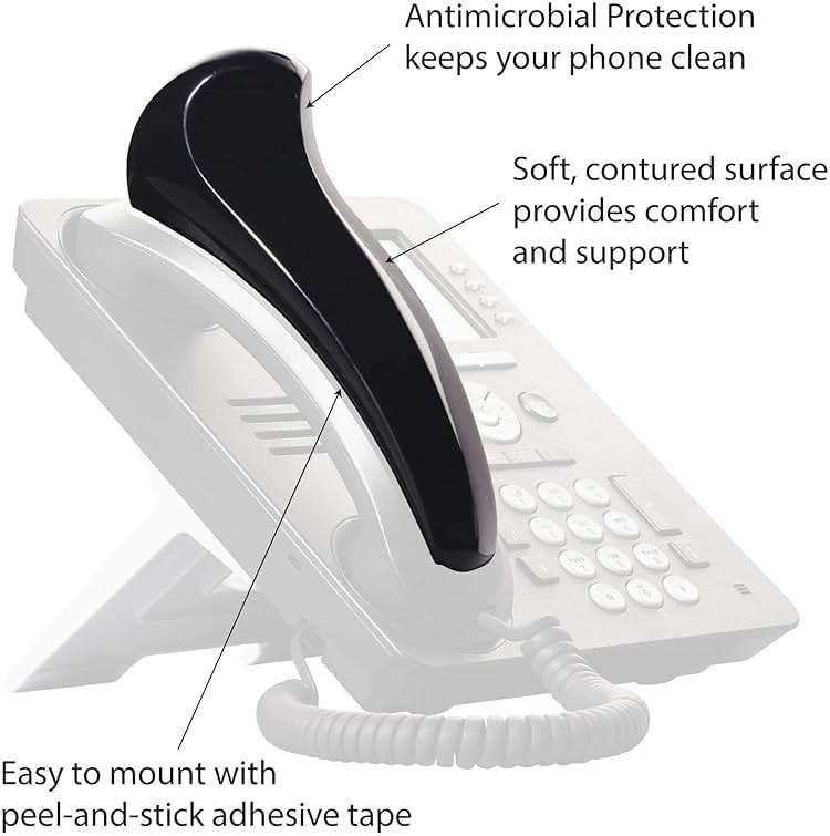 Softalk Antibacterial Black Phone Shoulder Rest | Landline Telephone Accessory (00101M) - Image 3