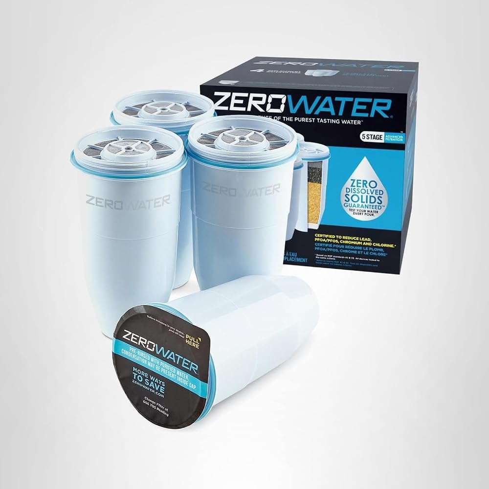 ZeroWater Official Replacement Filter - 5-Stage 0 TDS Water Filter Replacement IAPMO Certified to Reduce Lead, Chromium, and PFOA/PFOS 4-Pack - Image 8