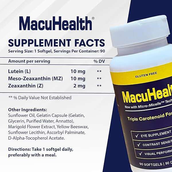 MacuHealth Triple Carotenoid Formula - Eye Vitamins for Adults - 90 Softgels, 3 Month Supply - Advanced Eye Support & Health Eye Formula - Image 8