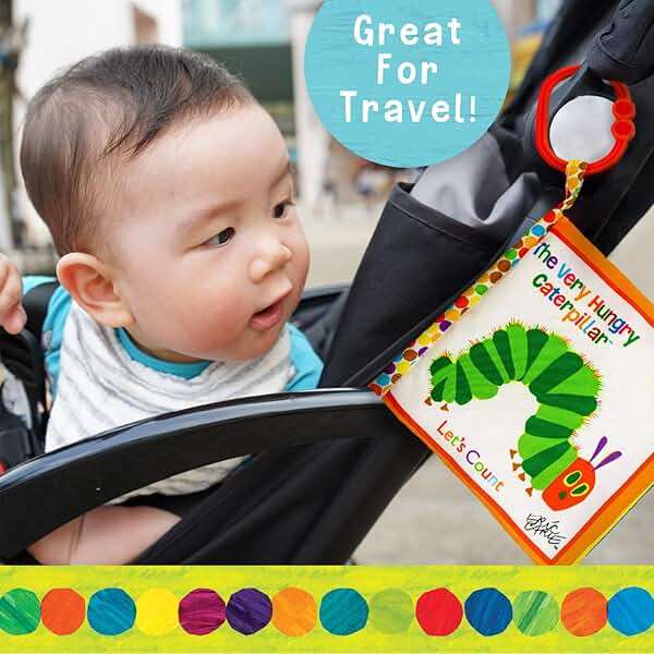 Let's Count Soft Book - World of Eric Carle the Very Hungry Caterpillar Baby on the Go Clip Teething Crinkle Soft Sensory Book for Babies, 5.25x5.25 Inch - Image 5