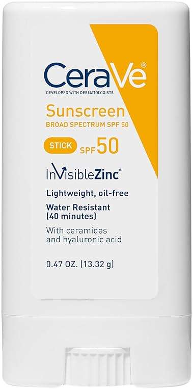 CeraVe Mineral Sunscreen Stick SPF 50, Broad Spectrum SPF + Hyaluronic Acid + Ceramides, Titanium Dioxide & Zinc Oxide, 100% Mineral Face Sunscreen Stick, Fragrance Free & Oil Free - Image 1
