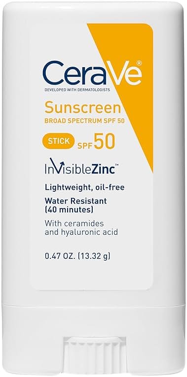 CeraVe Mineral Sunscreen Stick SPF 50, Broad Spectrum SPF + Hyaluronic Acid + Ceramides, Titanium Dioxide & Zinc Oxide, 100% Mineral Face Sunscreen Stick, Fragrance Free & Oil Free - Product Image
