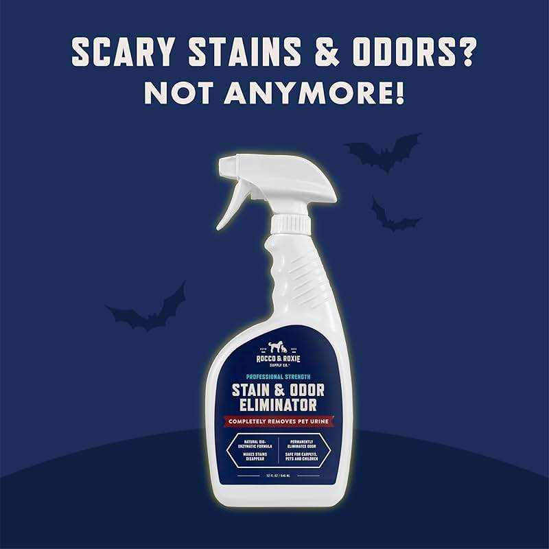 Rocco & Roxie Supply Co. Stain & Strong Odor Eliminator, Enzyme Cleaner, Pet Odor Eliminator for Home - Carpet Stain Remover for Cats & Dog Pee - Urine Destroyer - Carpet Cleaner Spray Clear, 32 Fl Oz - Image 2