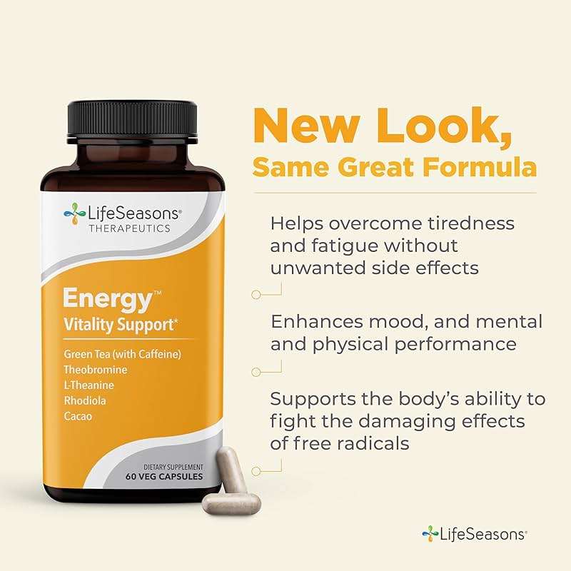 LifeSeasons Energy - Vitality Support - Energy Booster for Physical and Cognitive Strength - No Jitters - Increases Stamina - Contains Green Tea and L-Theanine - 60 Count (Pack of 1) - Image 2