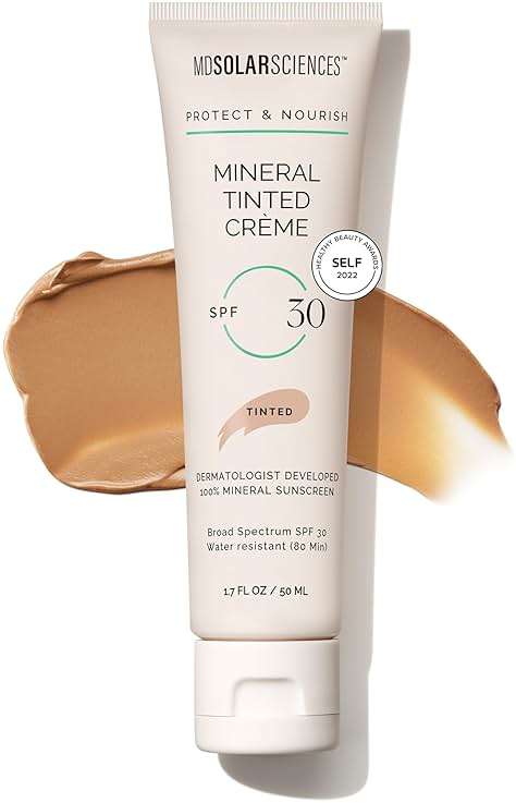 MDSolarSciences Mineral Tinted Crème Sunscreen SPF 30 | Water-Resistant Broad Spectrum UV Protection | Blendable Zinc Oxide Formula | Natural Matte Finish | 1.7 Fl Oz - Image 1