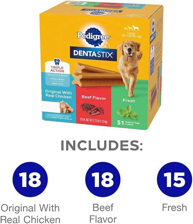 Pedigree Dentastix Large Breed Dog Treats, Original, Beef & Fresh Flavor, 2.73 lb. Variety Pack (51 Treats) - Image 2