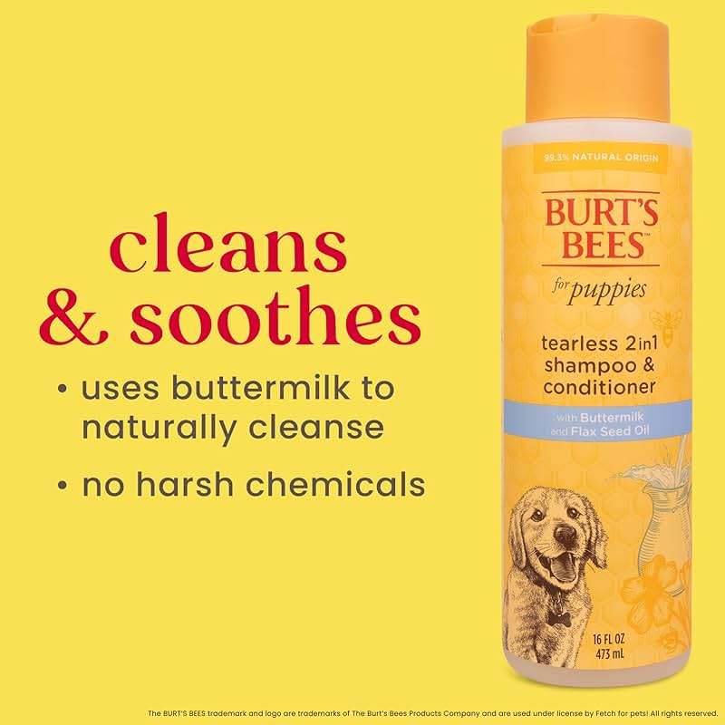 Burt's Bees for Pets Tear Free Puppy Shampoo and Conditioner - Tearless Dog Wash for Puppies, Pet Grooming Supplies, Gentle Dog Shampoo and Conditioner, Puppy Essentials for Easy Groom, 16 Fl Oz - Image 4