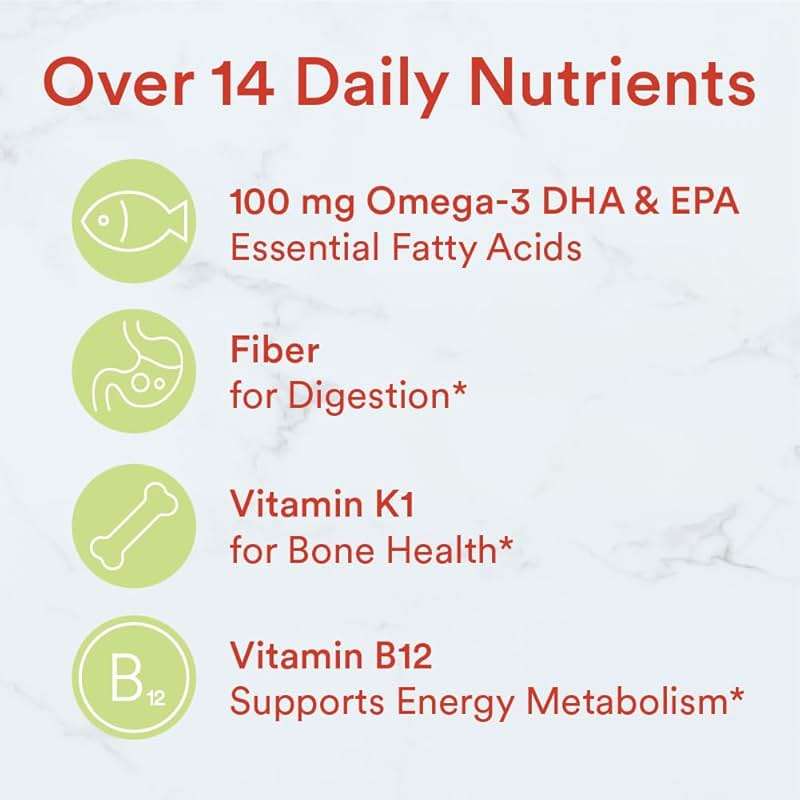 SmartyPants Kids Multivitamin Gummies and Fiber Supplement: Vitamin D3, C, Vitamin B12, B6, A, Zinc, Biotin, Inositol, Fiber Gummies, Three Fruit Flavors, 120 Count (30 Day Supply) - Image 6