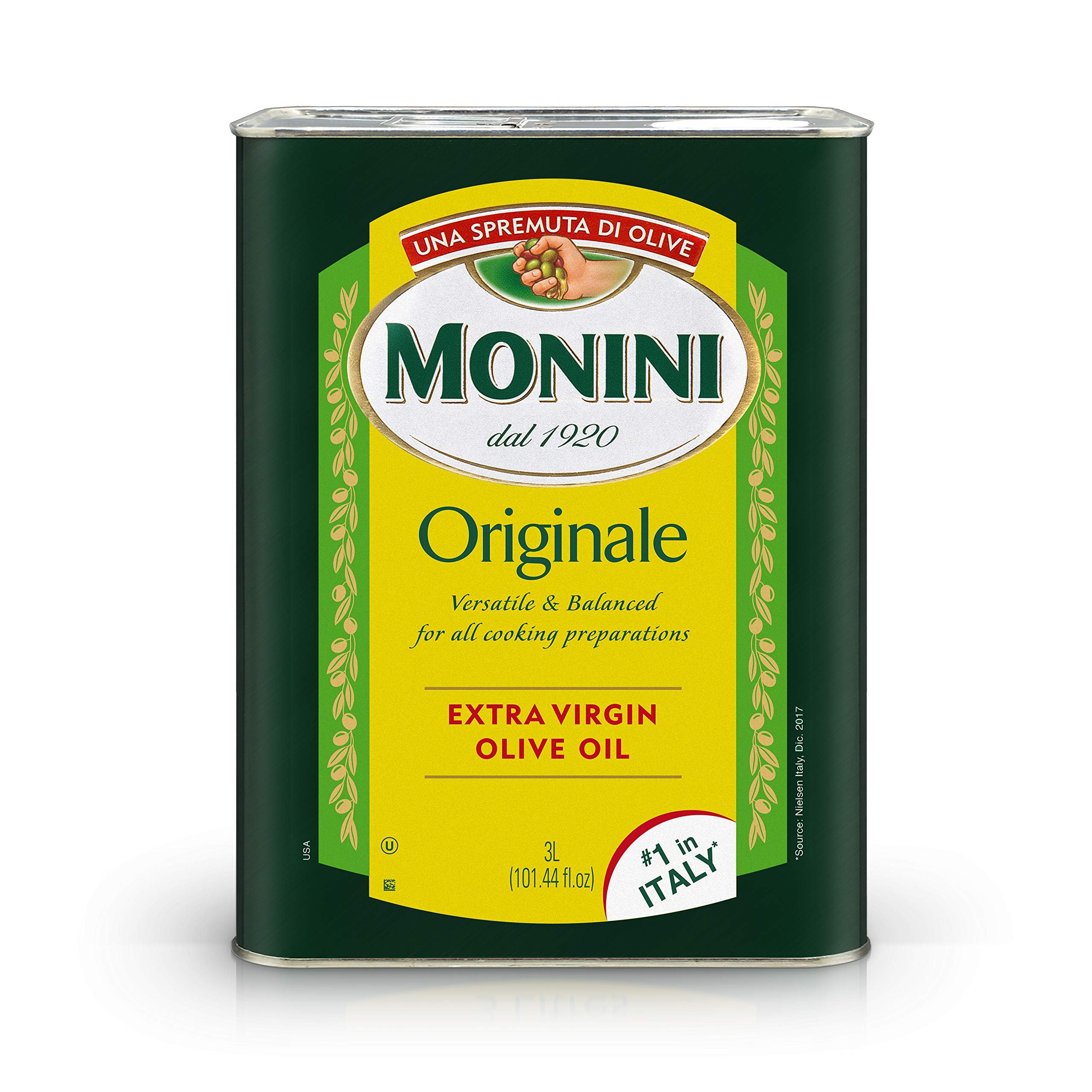 MONINI Premium Extra Virgin Olive Oil | Originale Versatile & Balanced | Tin Can | 101.4oz (3L) - Product Image