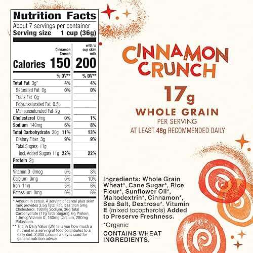 Cascadian Farm, Cereal Cinnamon Crunch Organic, 9.2 Ounce - Image 2