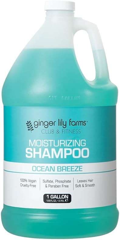 Ginger Lily Farms Club & Fitness Moisturizing Shampoo for All Hair Types, 100% Vegan & Cruelty-Free, Ocean Breeze Scent, 1 Gallon (128 fl oz) Refill - Image 1