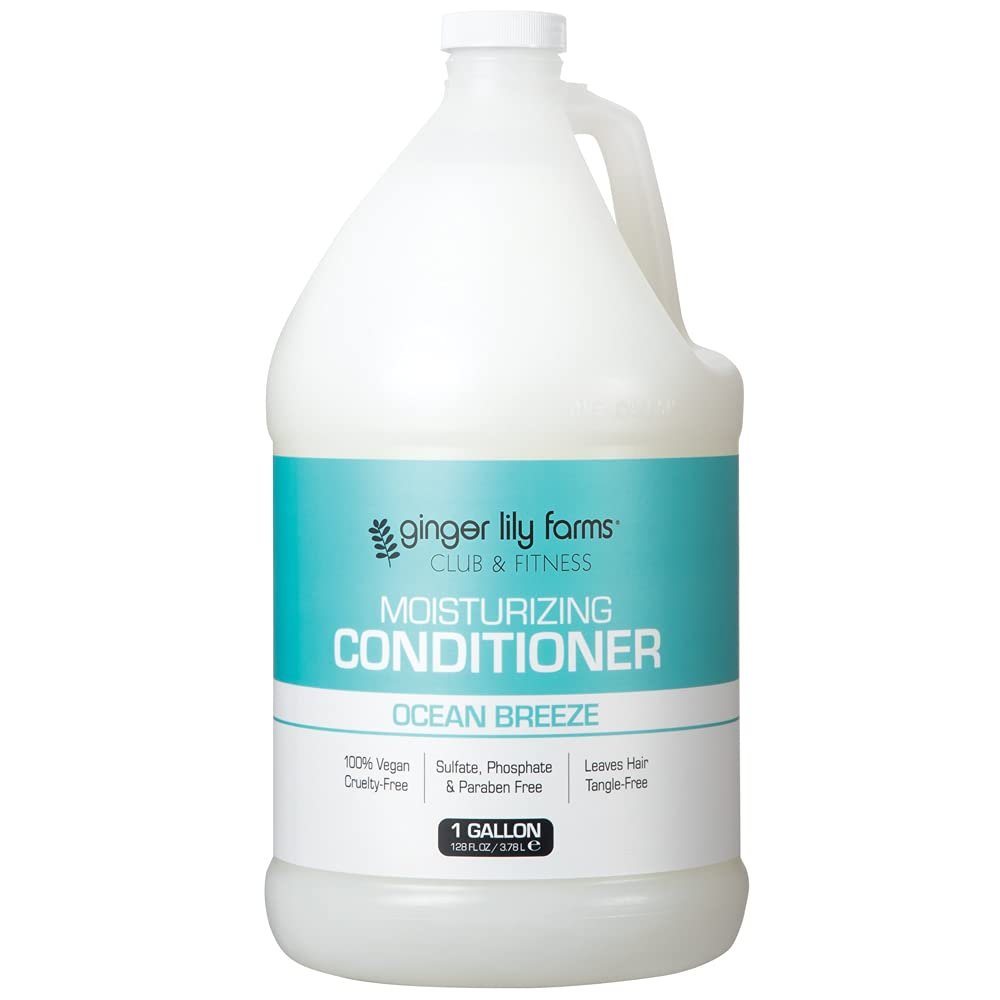 Ginger Lily Farms Club & Fitness Moisturizing Conditioner for Dry Hair, 100% Vegan & Cruelty-Free, Ocean Breeze Scent, 1 Gallon (128 fl oz) Refill - Product Image