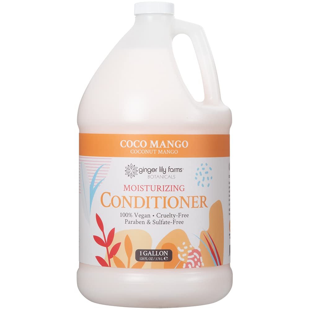 Ginger Lily Farms Botanicals Moisturizing Conditioner for All Hair Types, Coco Mango, 100% Vegan & Cruelty-Free, Coconut Mango Scent, 1 Gallon Refill - Product Image
