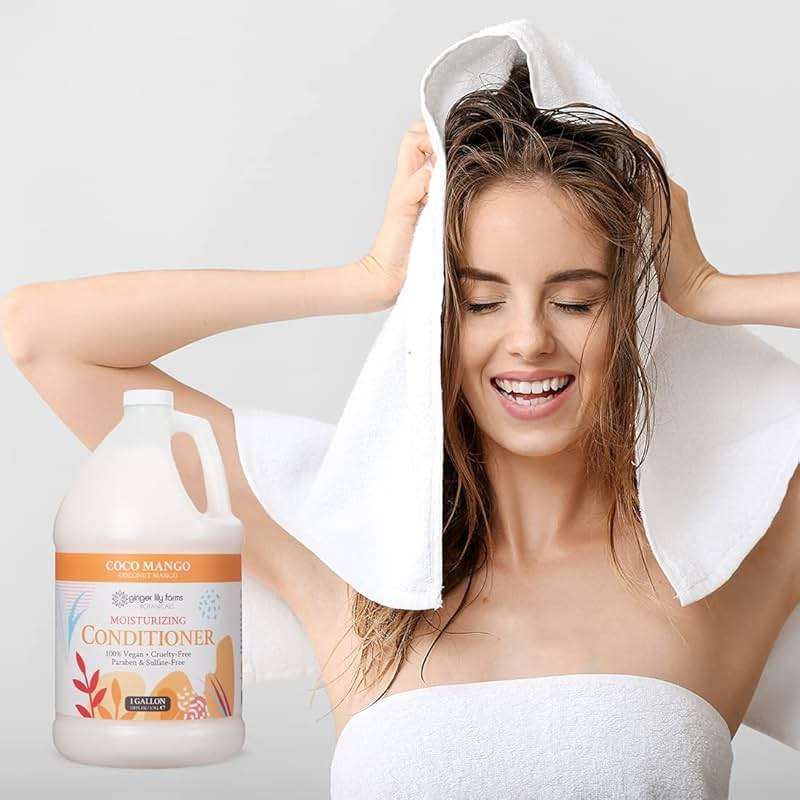 Ginger Lily Farms Botanicals Moisturizing Conditioner for All Hair Types, Coco Mango, 100% Vegan & Cruelty-Free, Coconut Mango Scent, 1 Gallon Refill - Image 6