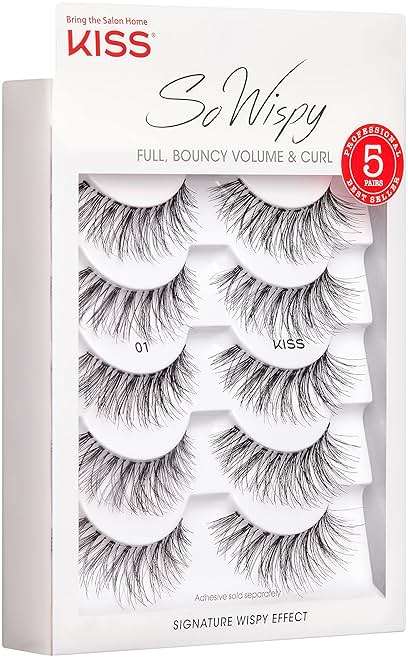 Kiss Looks So Natural, So Wispy False Eyelashes, 5 Pairs, 14mm, Reusable Thin Band Strip Lashes for Bouncy Volume & Curl, Lightweight, Easy-to-Apply Crisscross Pattern for Seamless Natural Look - Image 13