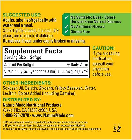 Nature Made Vitamin B12 1000 mcg, Dietary Supplement for Energy Metabolism Support, 150 Softgels, 150 Day Supply - Image 5