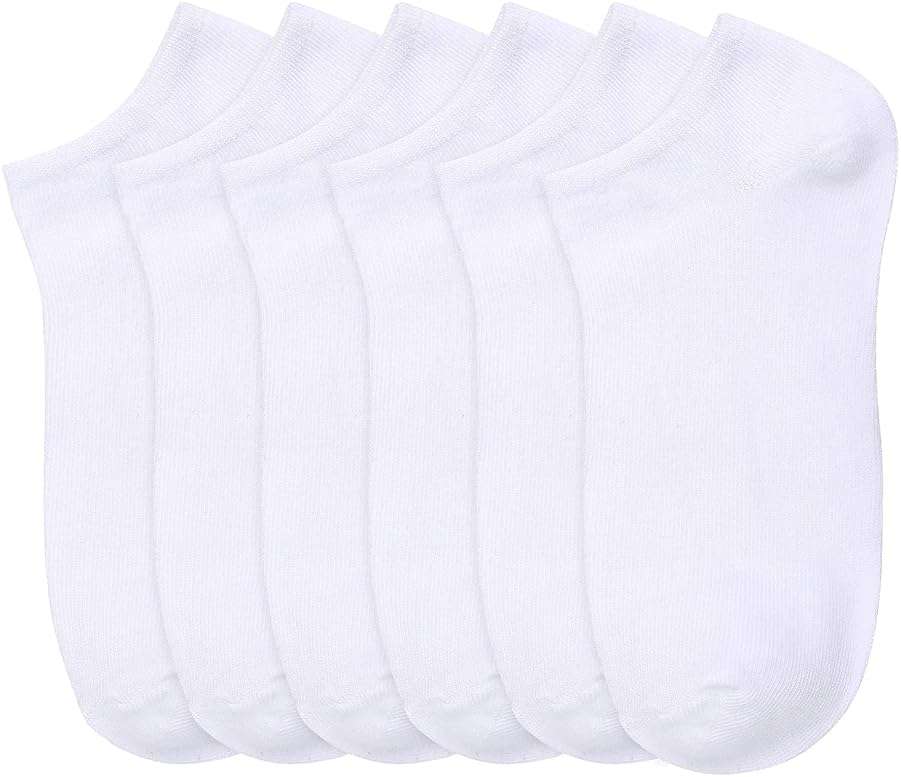 MaMia Women's 6 Pairs of Ankle Socks Low Cut Sport Peds-9-11 (fits shoes 5-10)-White - Image 1