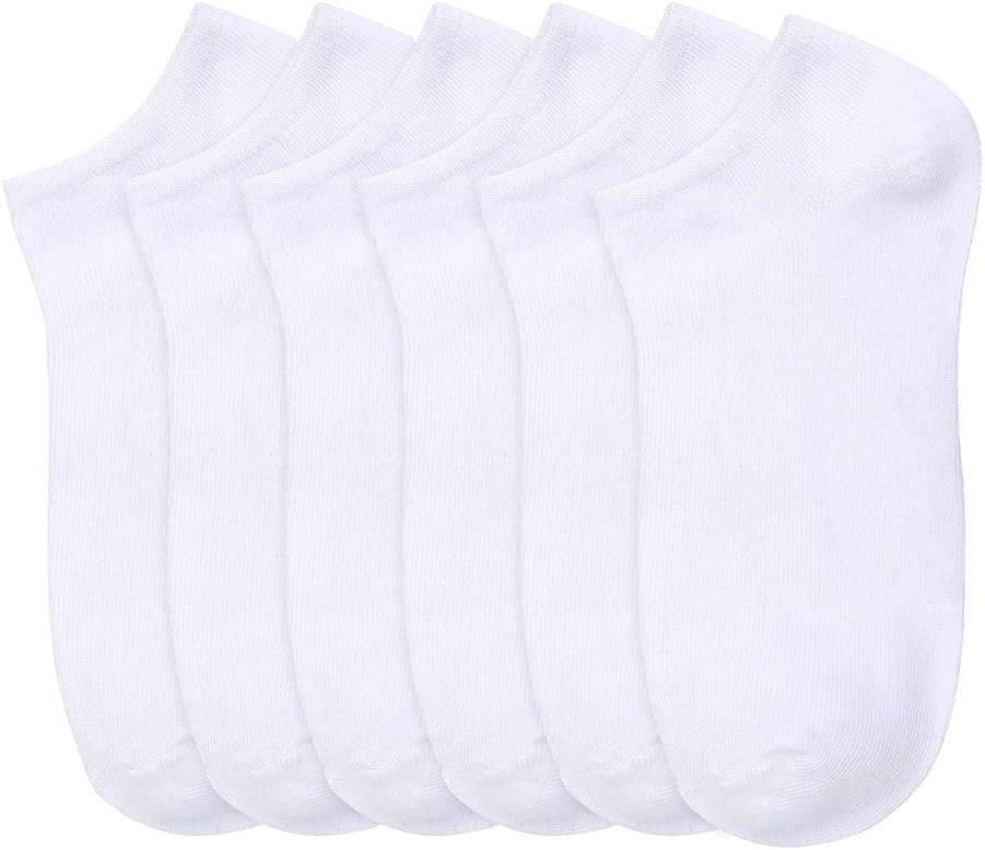 MaMia Women's 6 Pairs of Ankle Socks Low Cut Sport Peds-9-11 (fits shoes 5-10)-White - Product Image