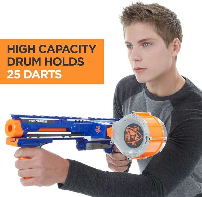 NERF Rampage N-Strike Elite Toy Blaster with 25 Dart Drum Slam Fire for Kids, Teens, & Adults (Amazon Exclusive) - Image 4