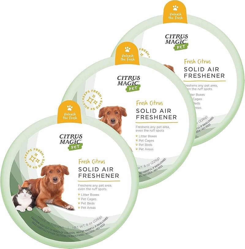 Citrus Magic Pet Odor Absorbing Solid Air Freshener for Home, Air Purifier, Fresh Citrus, Must have Pet Supplies, 8 Oz (Pack of 3) - Product Image