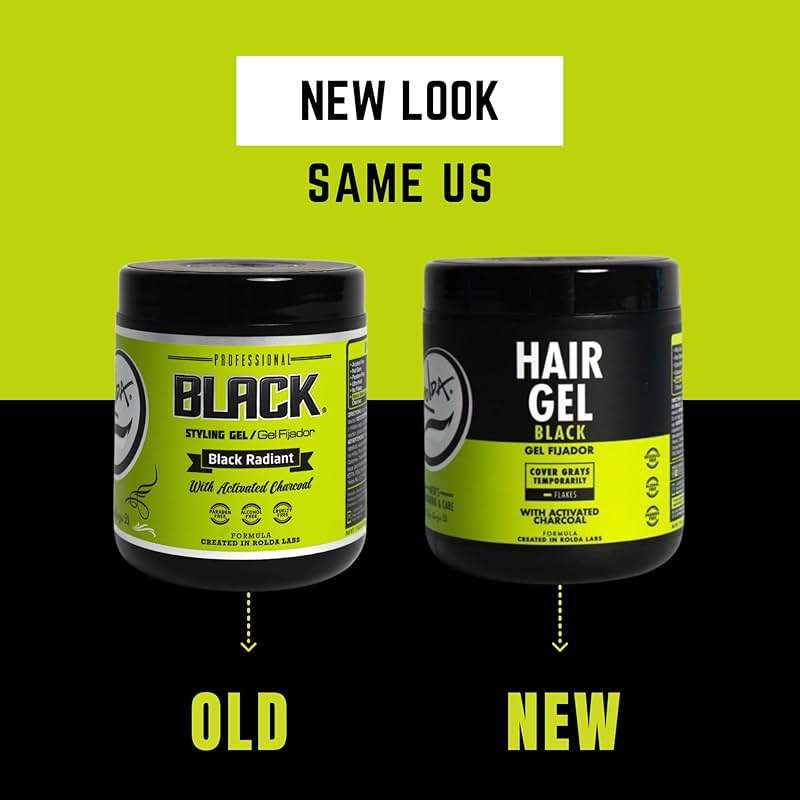 Rolda Black Hair Gel for Men - Medium Hold Styling Gel with Activated Charcoal for Wet Look - Covers Grays & Enhances Black Hair - Flake + Alcohol Free (17.6 oz) - Image 5