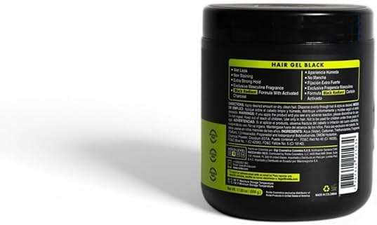 Rolda Black Hair Gel for Men - Medium Hold Styling Gel with Activated Charcoal for Wet Look - Covers Grays & Enhances Black Hair - Flake + Alcohol Free (17.6 oz) - Image 9