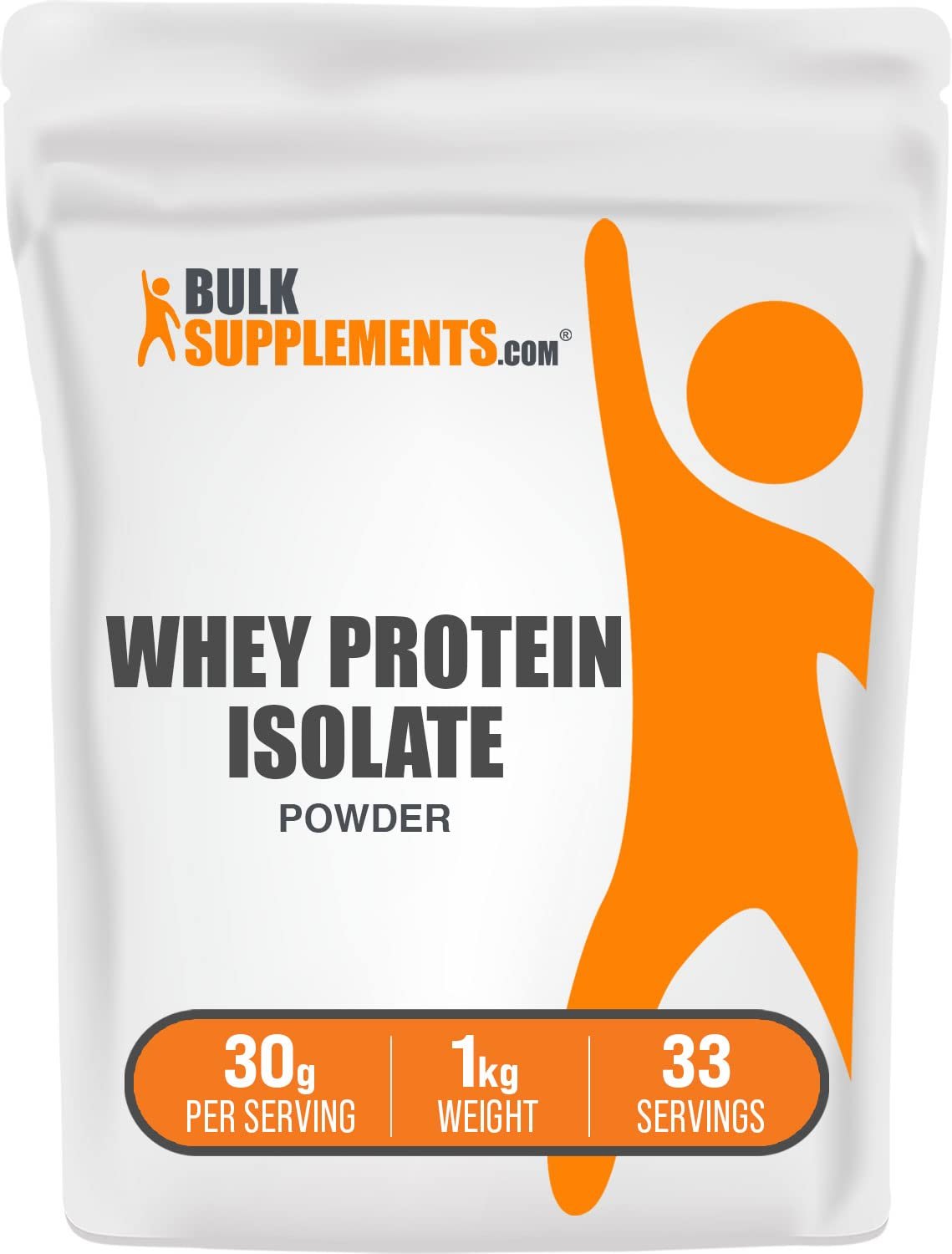 BulkSupplements.com Whey Protein Isolate Powder - Unflavored Whey Protein Powder, Nutritional Supplement - Gluten Free, 30g per Serving, 1kg (2.2 lbs) (Pack of 1) - Product Image