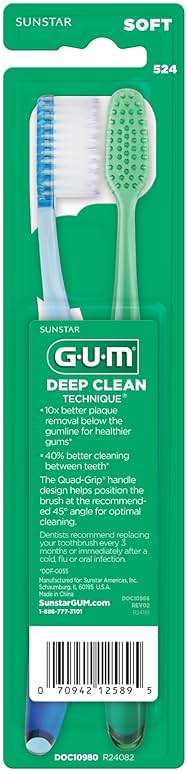 GUM Technique Deep Clean Toothbrush - Full Head - Soft Toothbrushes for Adults with Sensitive Gums - Extra Fine Bristles, 2 Count - Image 10