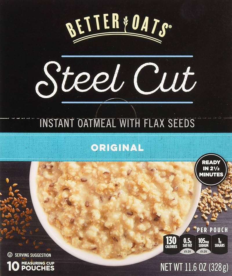 Better Oats Steel Cut Oats with Flax Classic 10 Pouches 11.6 oz (Pack of 2) - Image 1