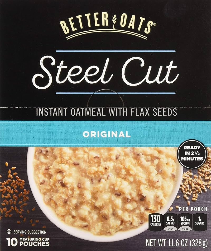 Better Oats Steel Cut Oats with Flax Classic 10 Pouches 11.6 oz (Pack of 2) - Product Image