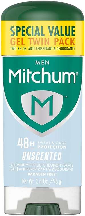 Mitchum Men’s Triple Odor Protection Antiperspirant & Deodorant Gel, Unscented, 48HR Protection, 2 pack - Image 1