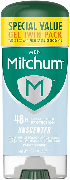 Mitchum Men’s Triple Odor Protection Antiperspirant & Deodorant Gel, Unscented, 48HR Protection, 2 pack - Product Image
