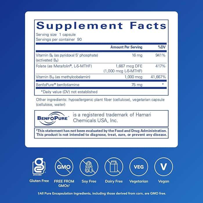 Pure Encapsulations MethylAssist 90's - B Vitamin Complex - Methylation Support* - Heart Health & Brain Health - Non-GMO & Gluten Free - 90 Capsules - Image 2