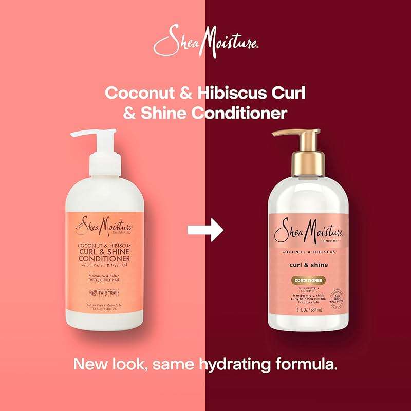 SheaMoisture Curl & Shine Conditioner Coconut & Hibiscus, for Thick, Curly Hair to Moisturize & Soften, 13 oz - Image 4