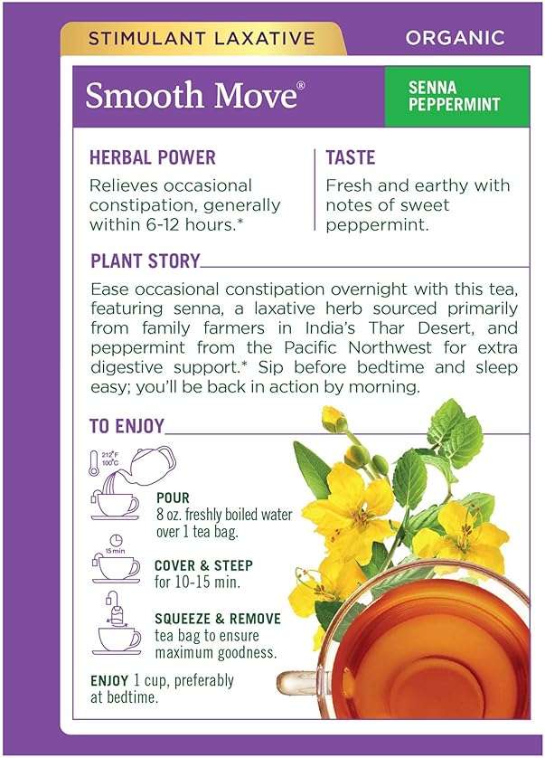 Traditional Medicinals Organic, Smooth Move Tea, Peppermint & Senna - Helps Relieve Constipation Overnight - Kosher, Non-GMO, Caffeine-Free, Compostable - 16 Tea Bags - Image 6
