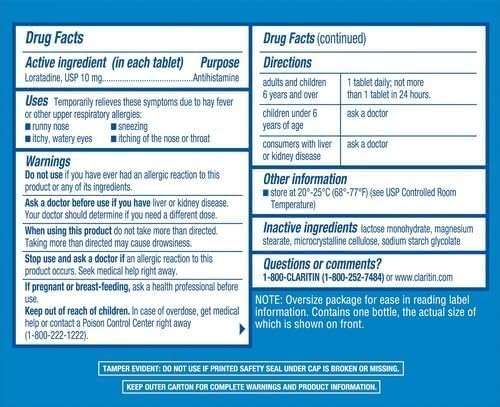 Claritin Non Drowsy Allergy 24 Hour Relief Tablets - 70 Count, 6 Pack - Image 2