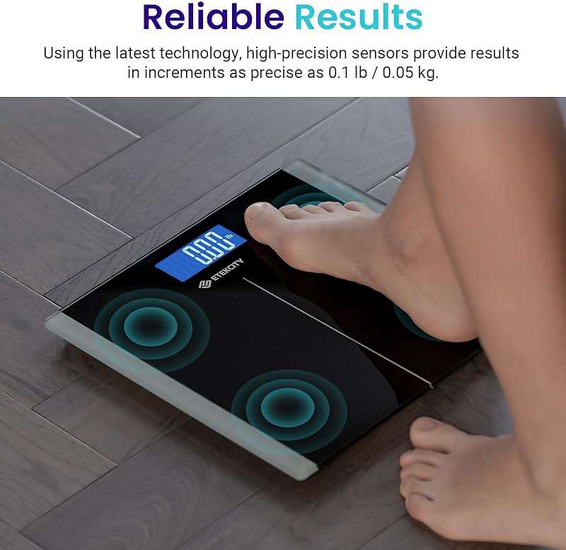 Etekcity Bathroom Scale for Body Weight, Highly Accurate Digital Electronic Weighing Machine for People, LCD Display, Large Size, 6mm Tempered Glass for Safe Home Use, Batteries Included, 400 lbs - Image 2